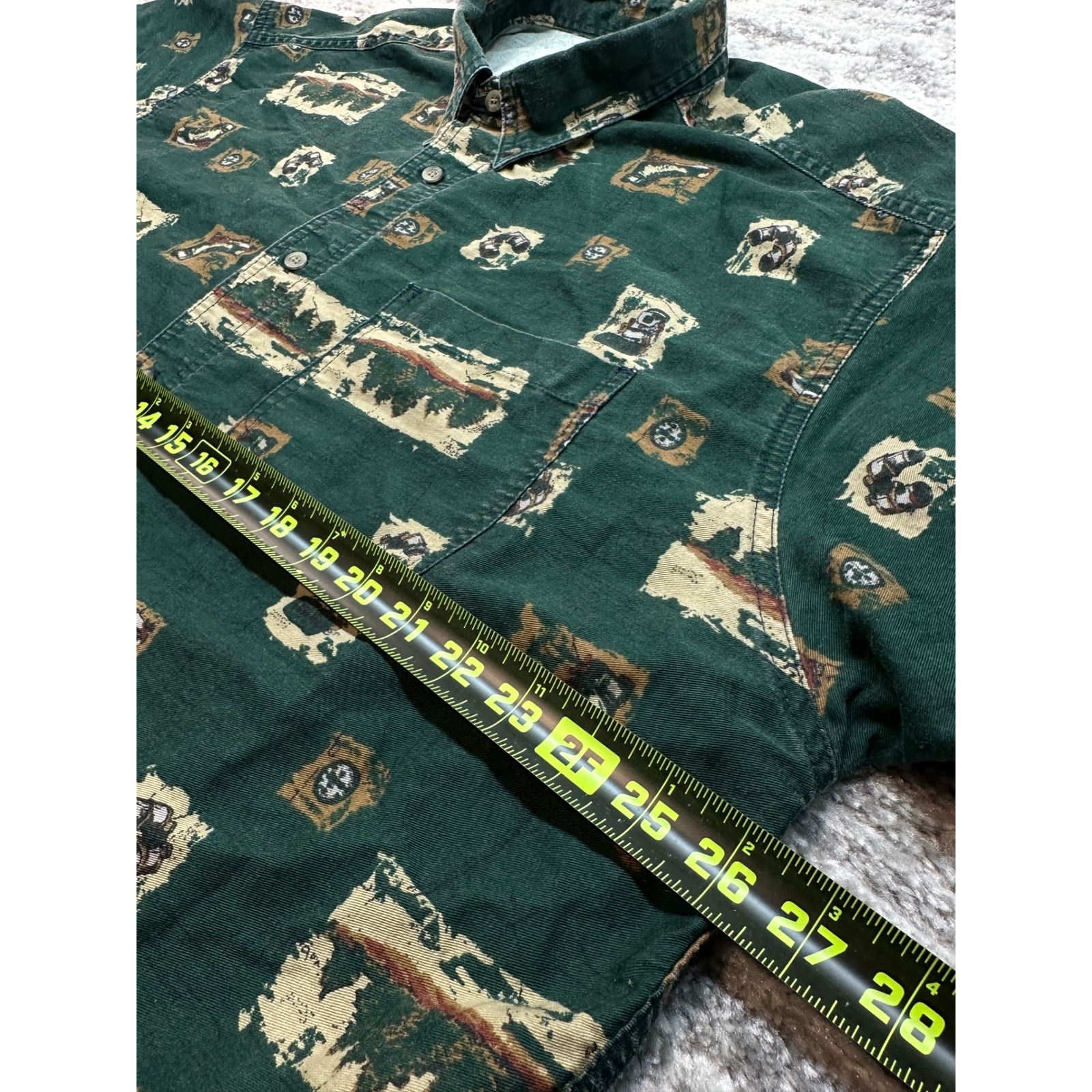 Woolrich Button Down Shirt Mens 2xl Green Vintage Nature Print Short Sleeve Hike — image 5 of 7